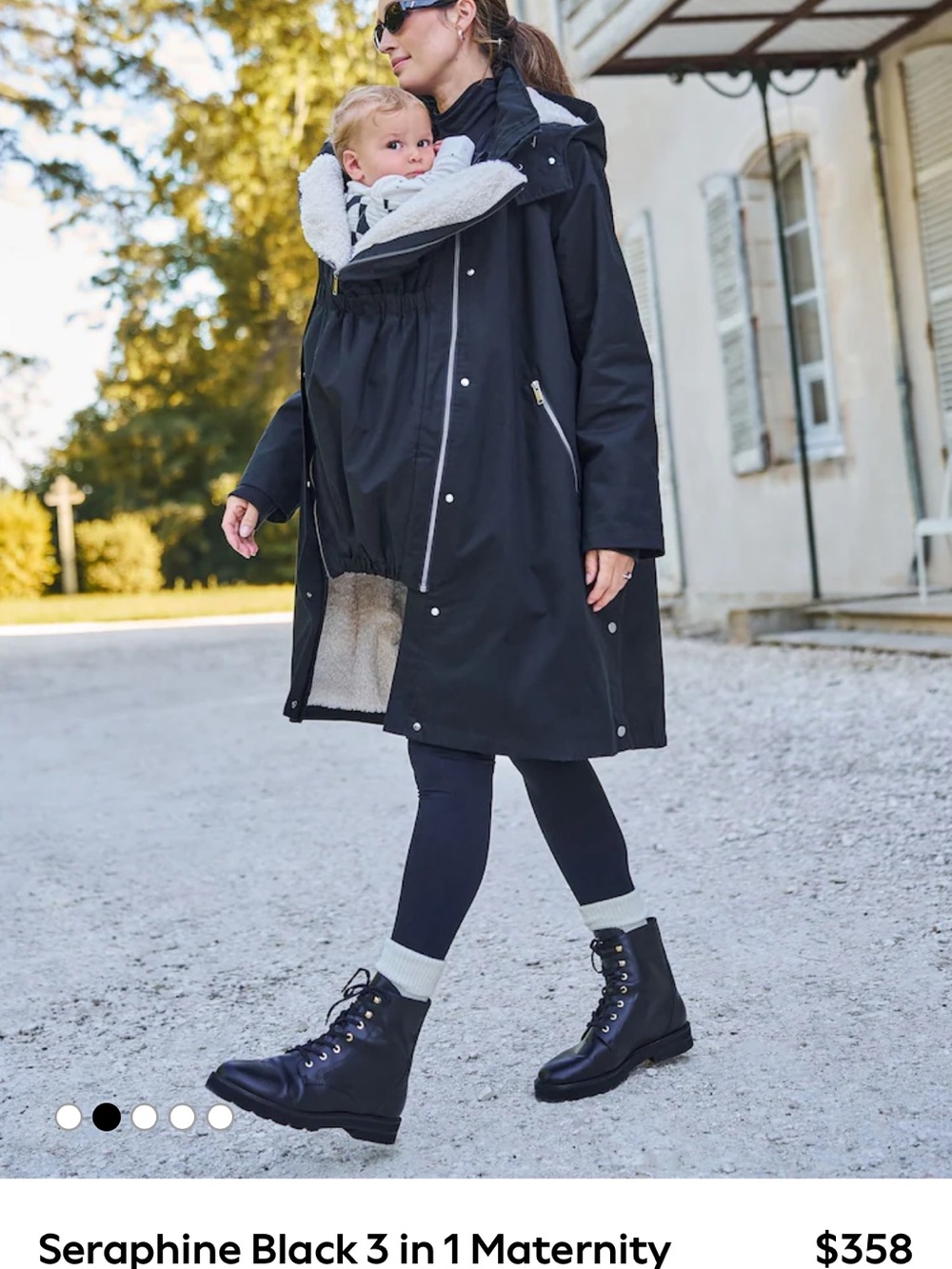 Seraphine Black Maternity & Babywearing 3-in-1 Puffer Parka